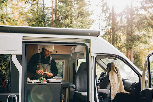 cooking in Sunlight campervan